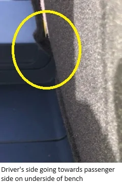 Ford Maverick Rear bench underside issue Mav d to p bench