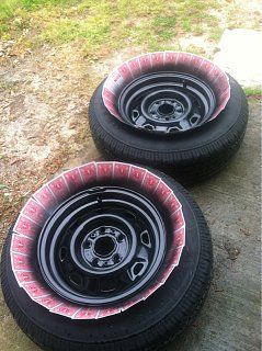 Ford Maverick How to paint steelies black while on truck? 4cf298db42486c942e9cce772d043658