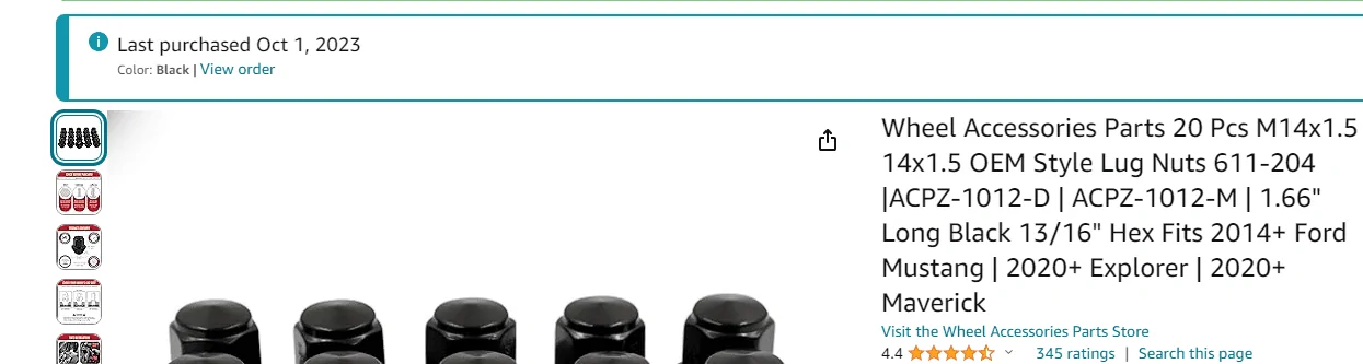 Ford Maverick Matte black lug nuts to replace OEM lugs 1716469294198-i