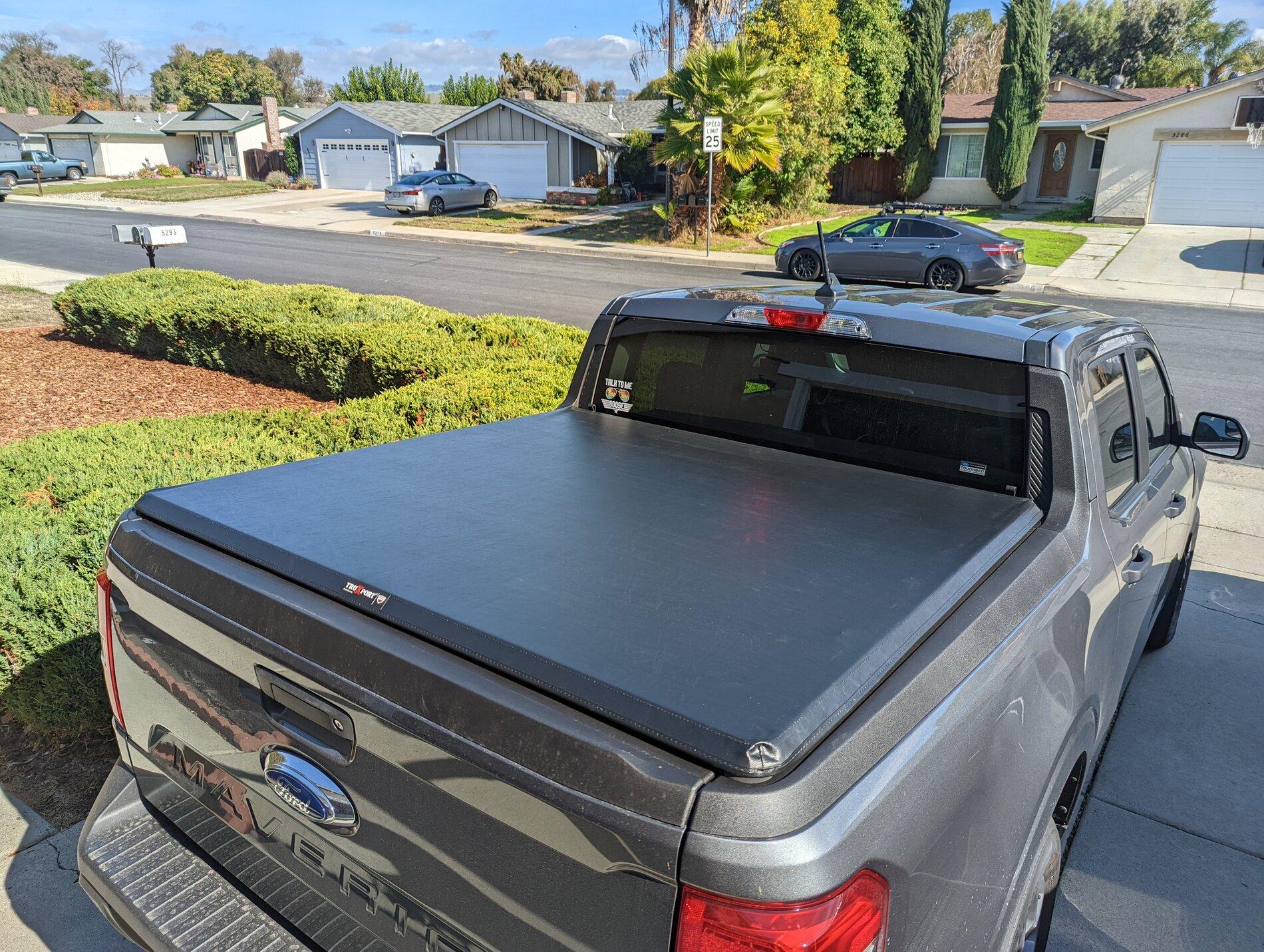 Ford Maverick Truxedo Truxport soft roll up bed cover installed PXL_20211106_200828605