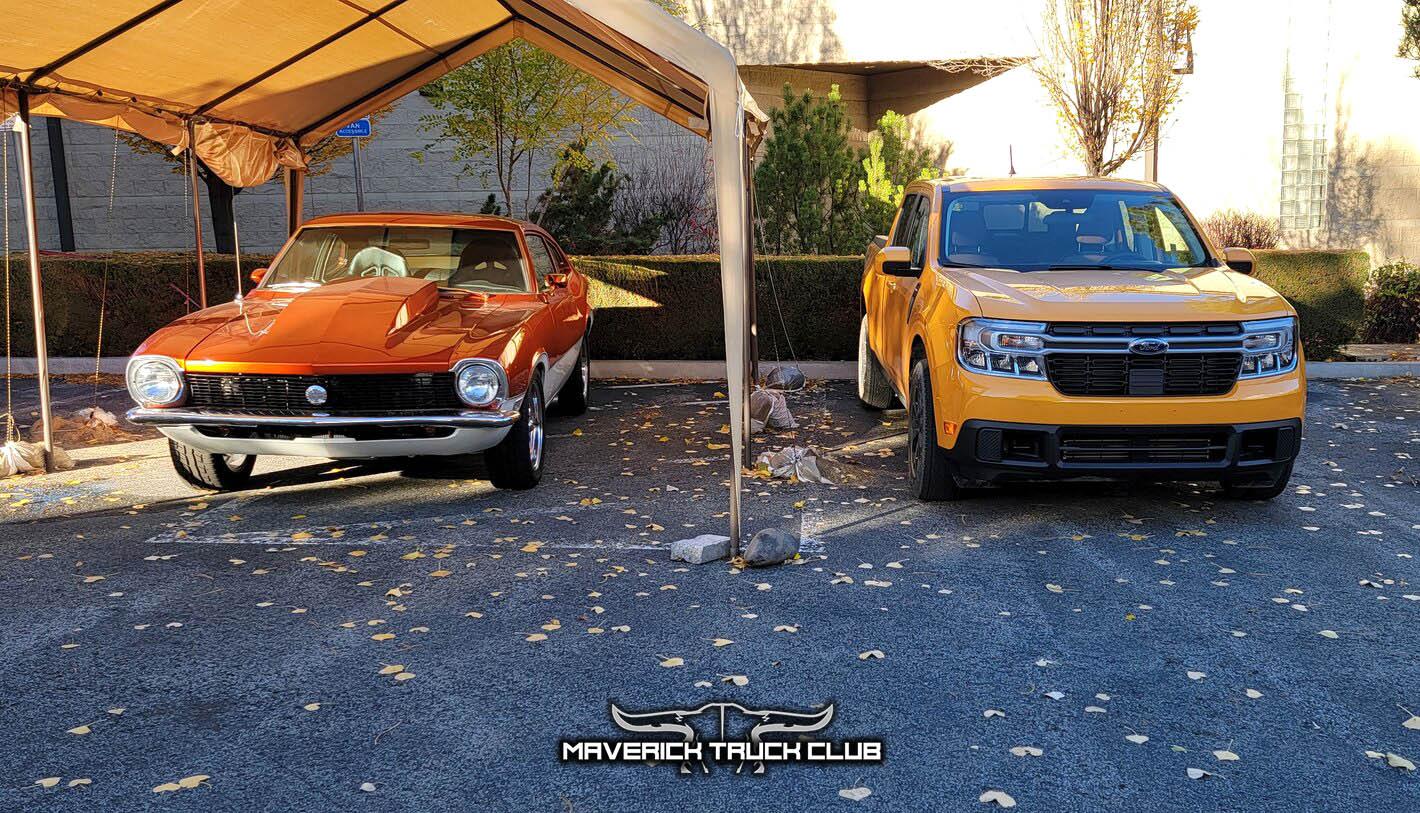 Ford Maverick My 1973 Maverick and my 2022 Maverick side by side 20211104_090547