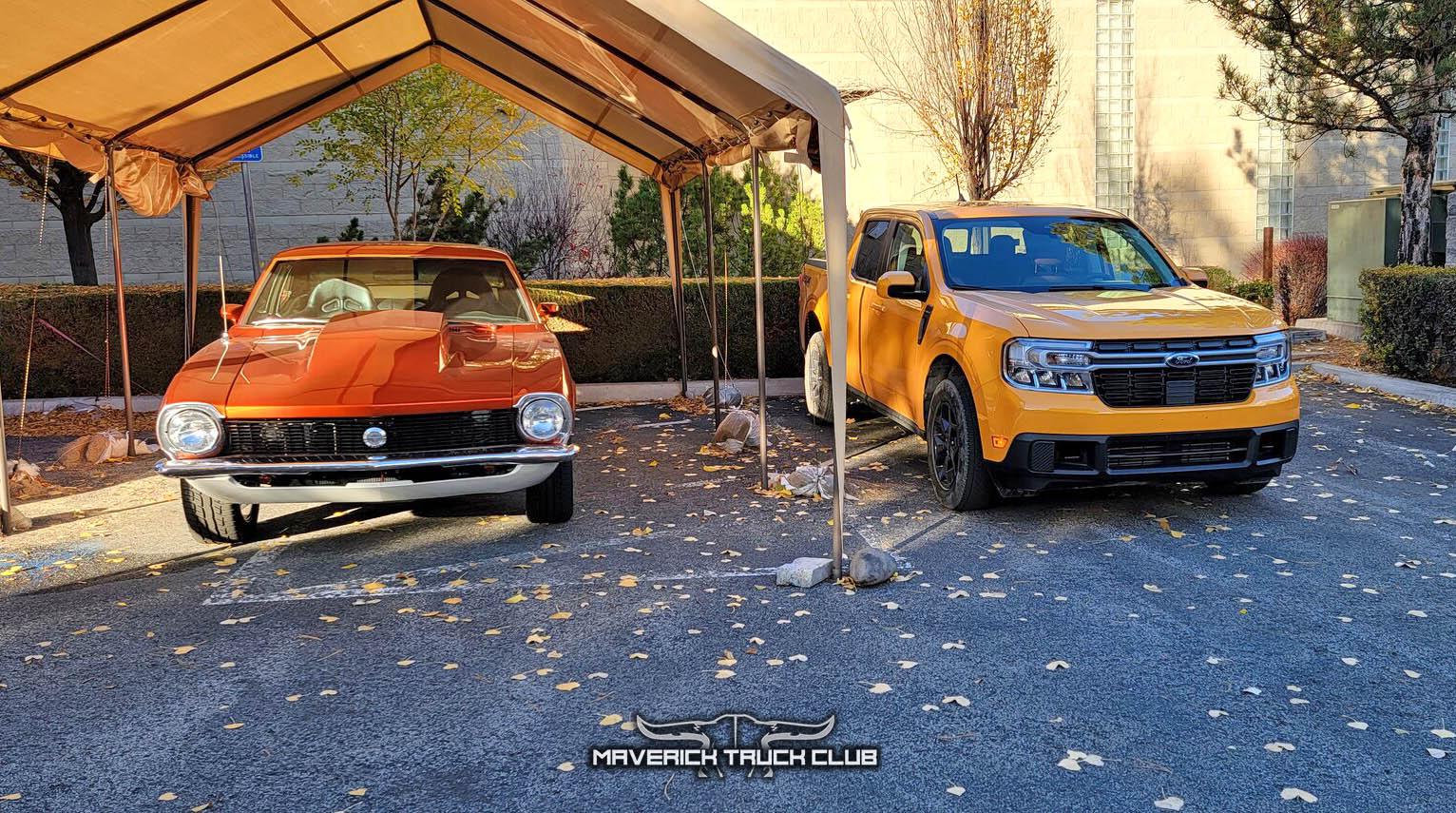 Ford Maverick My 1973 Maverick and my 2022 Maverick side by side 20211104_090552