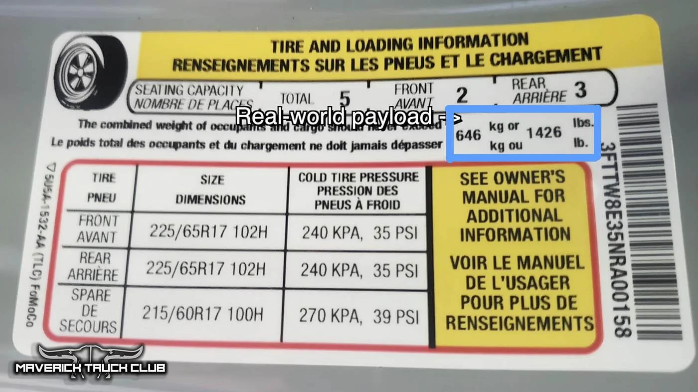 Ford Maverick Post your Payload Label Stickers Here Hybrid XLT 1426