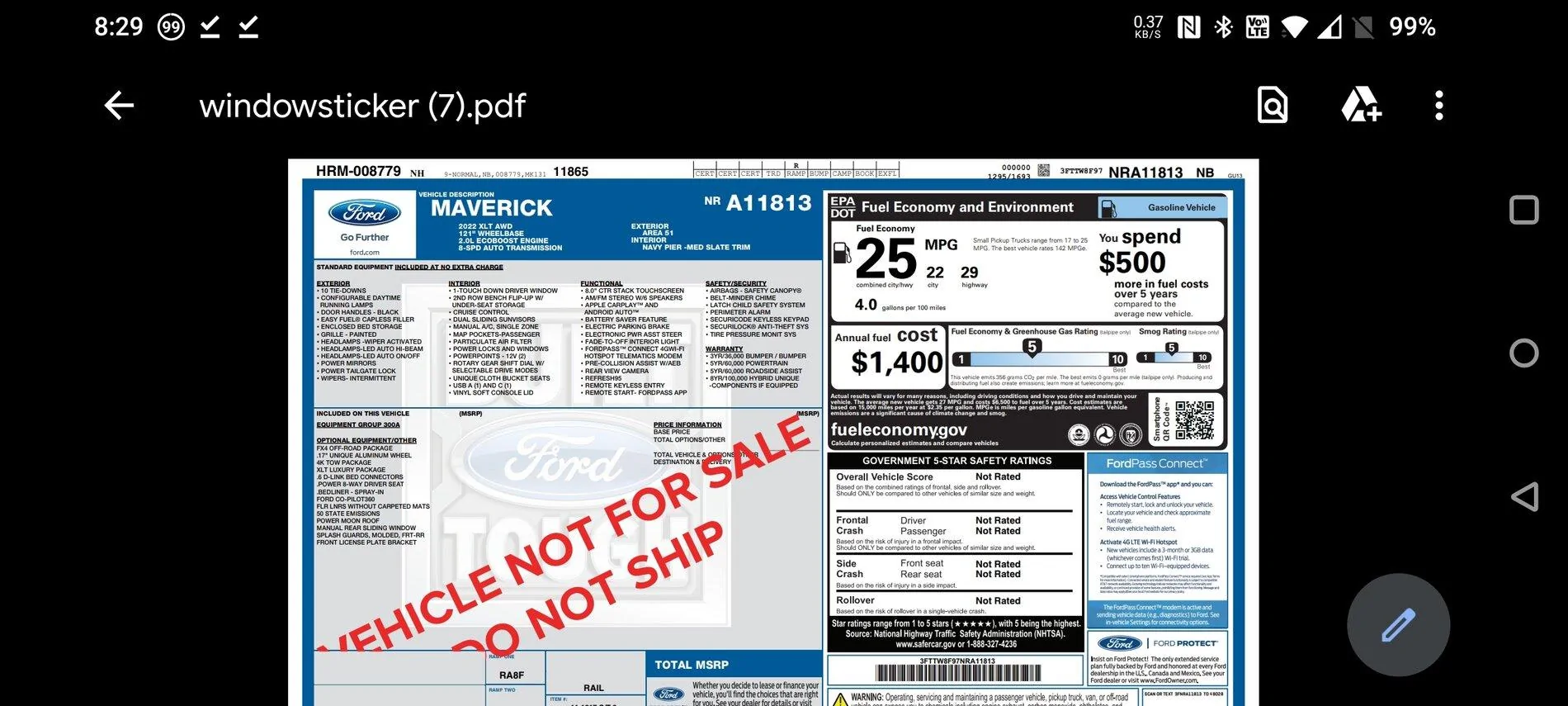 Ford Maverick Delivery delay notice from Ford after shipment Screenshot_20211110-082932