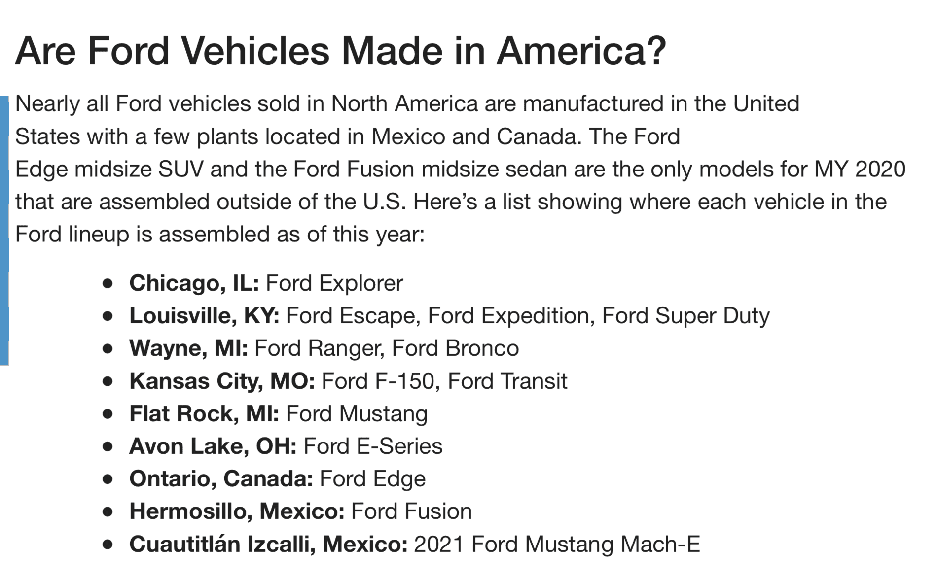 Ford Maverick What models does Ford assemble in the states still? 1636582686785