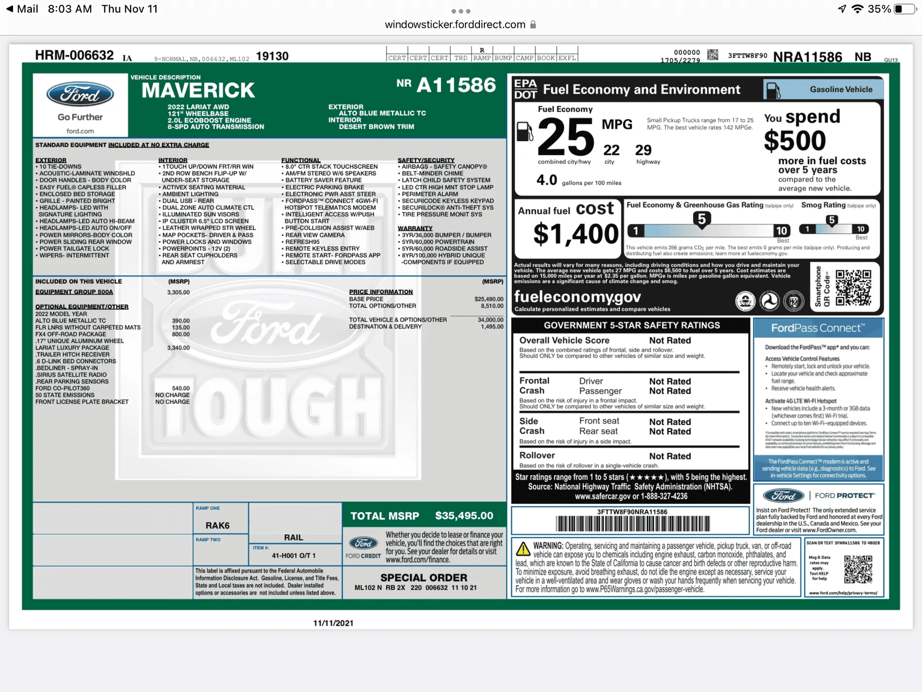 Ford Maverick IOWA ORDERS 7064DA60-B481-449E-A485-8A13A1D735B0