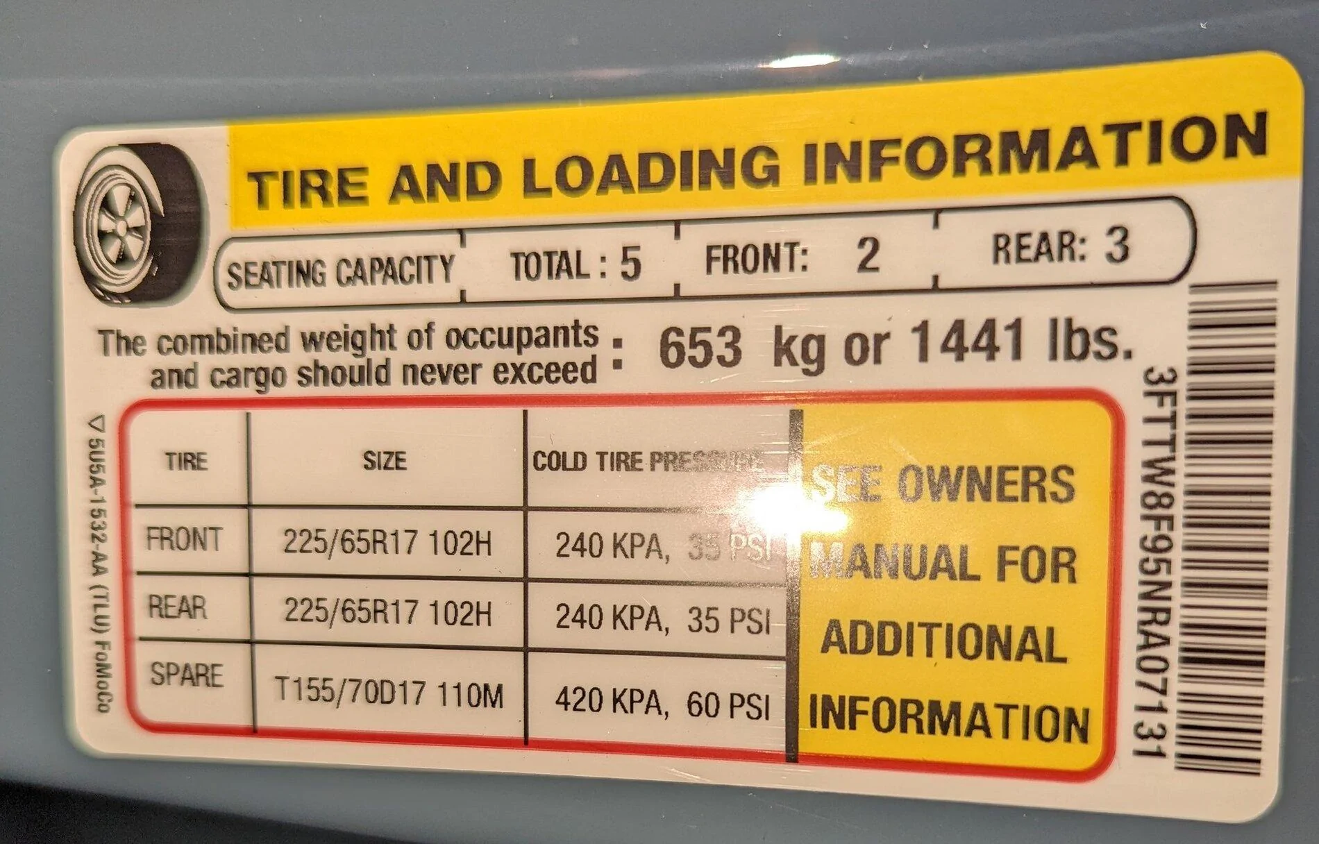 Ford Maverick Post your Payload Label Stickers Here PXL_20211111_190902385