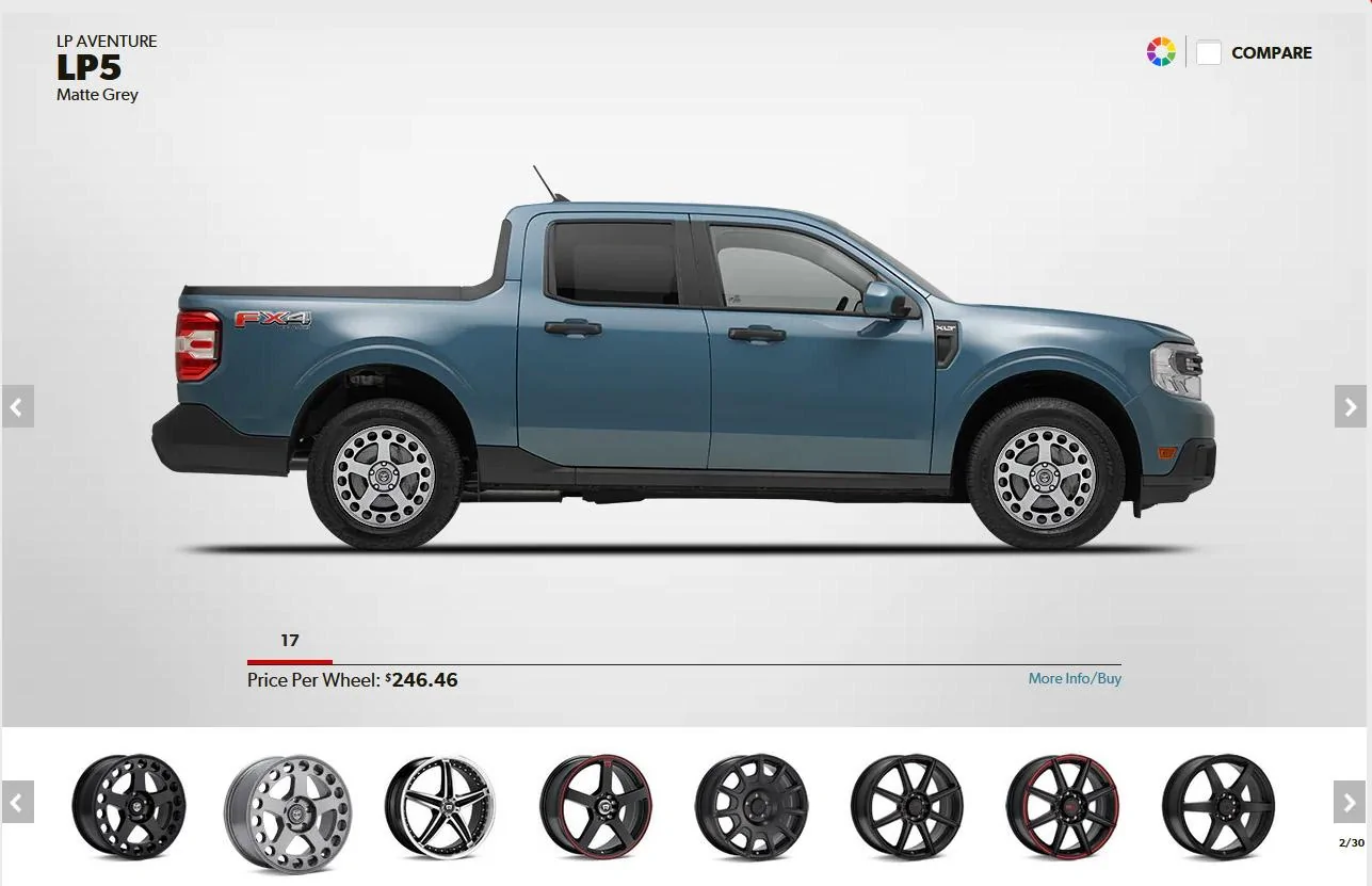 Ford Maverick Tirerack configurator (with visual preview) is LIVE for 2022 Maverick tirerack