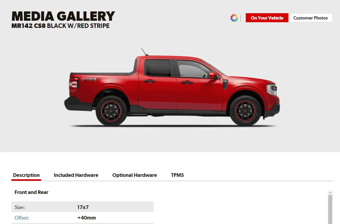 Ford Maverick Tirerack configurator (with visual preview) is LIVE for 2022 Maverick 1636749656958