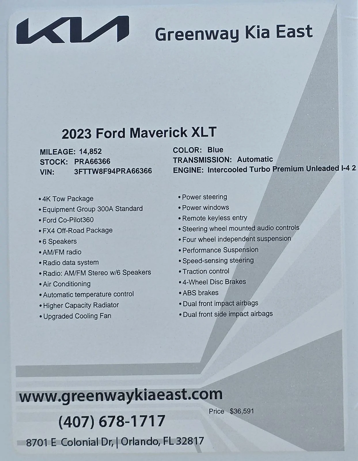 Ford Maverick Used Maverick Prices ... Ford.Maverick.KIA.East.01