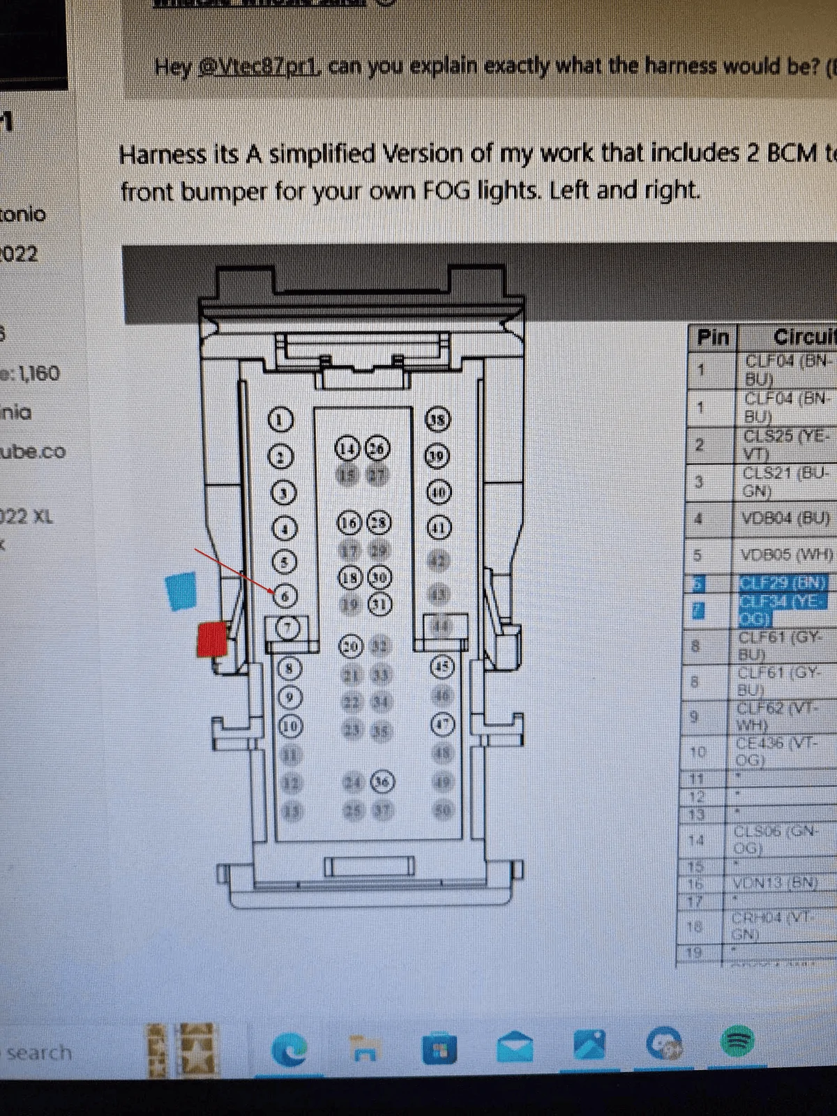 Ford Maverick F-150 Fog Lamp Switch and Wire Harness Installed in Maverick - DIY BCM Pin Out