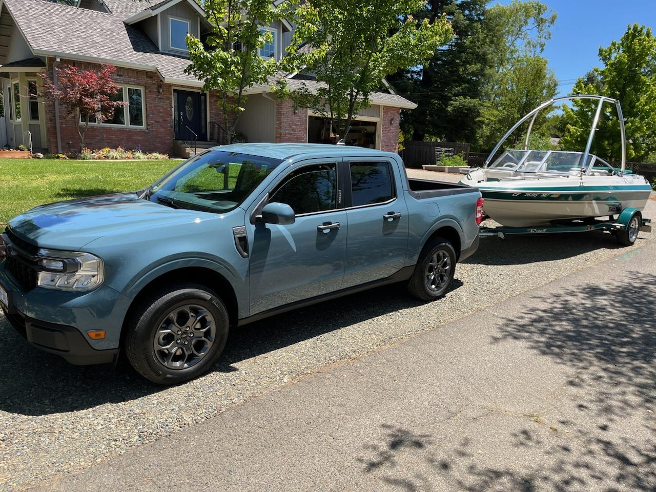 Ford Maverick Towing the boat with my Maverick EcoBoost Boat