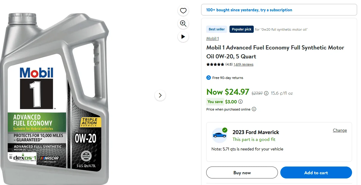 Ford Maverick Is this a good oil? 1717075233849-zn