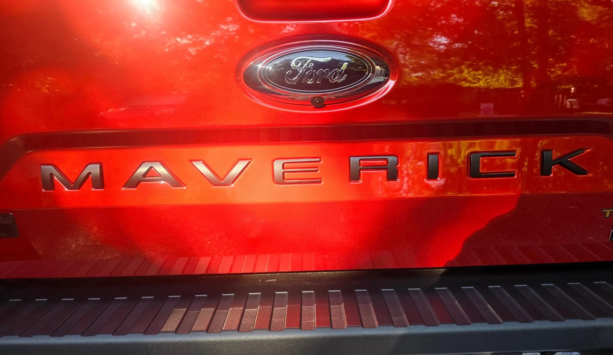 Ford Maverick Orange Tremor tailgate lettering installed 20240530_081521