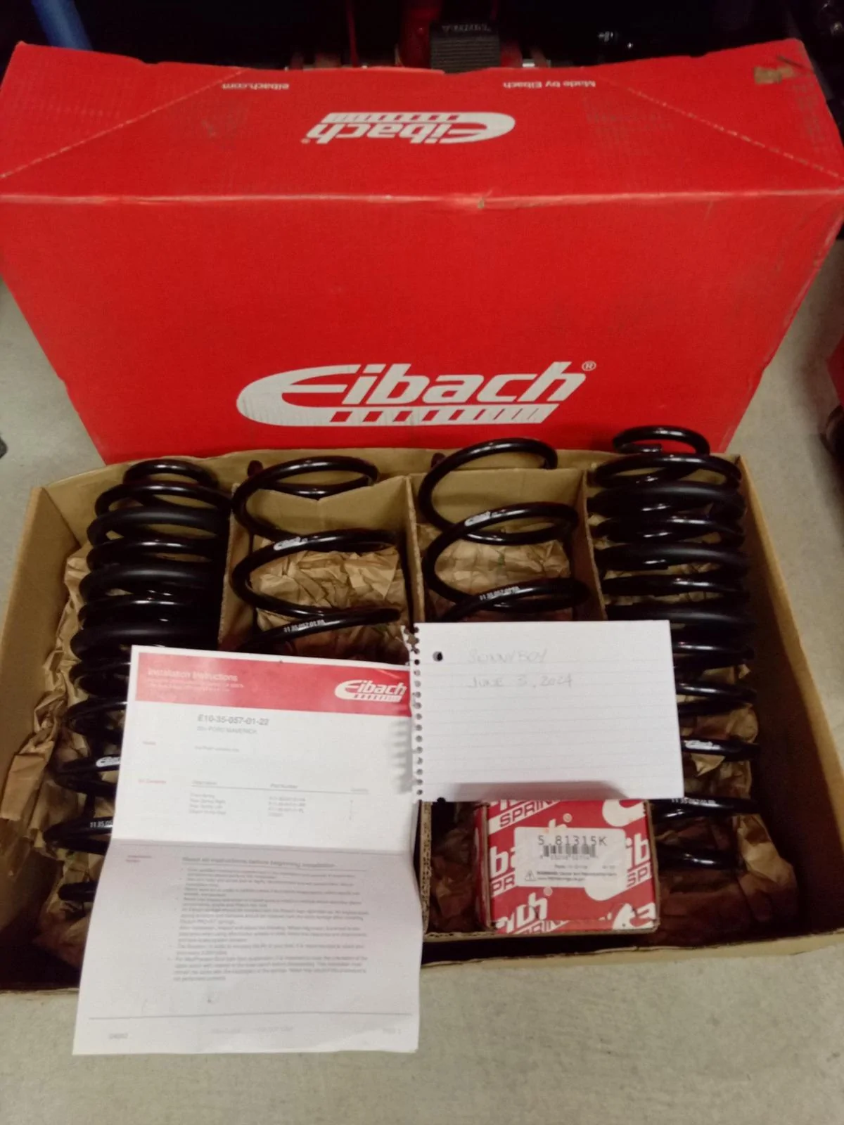 Ford Maverick Eibach lowering springs, FWD, including camber bolts 1000000964
