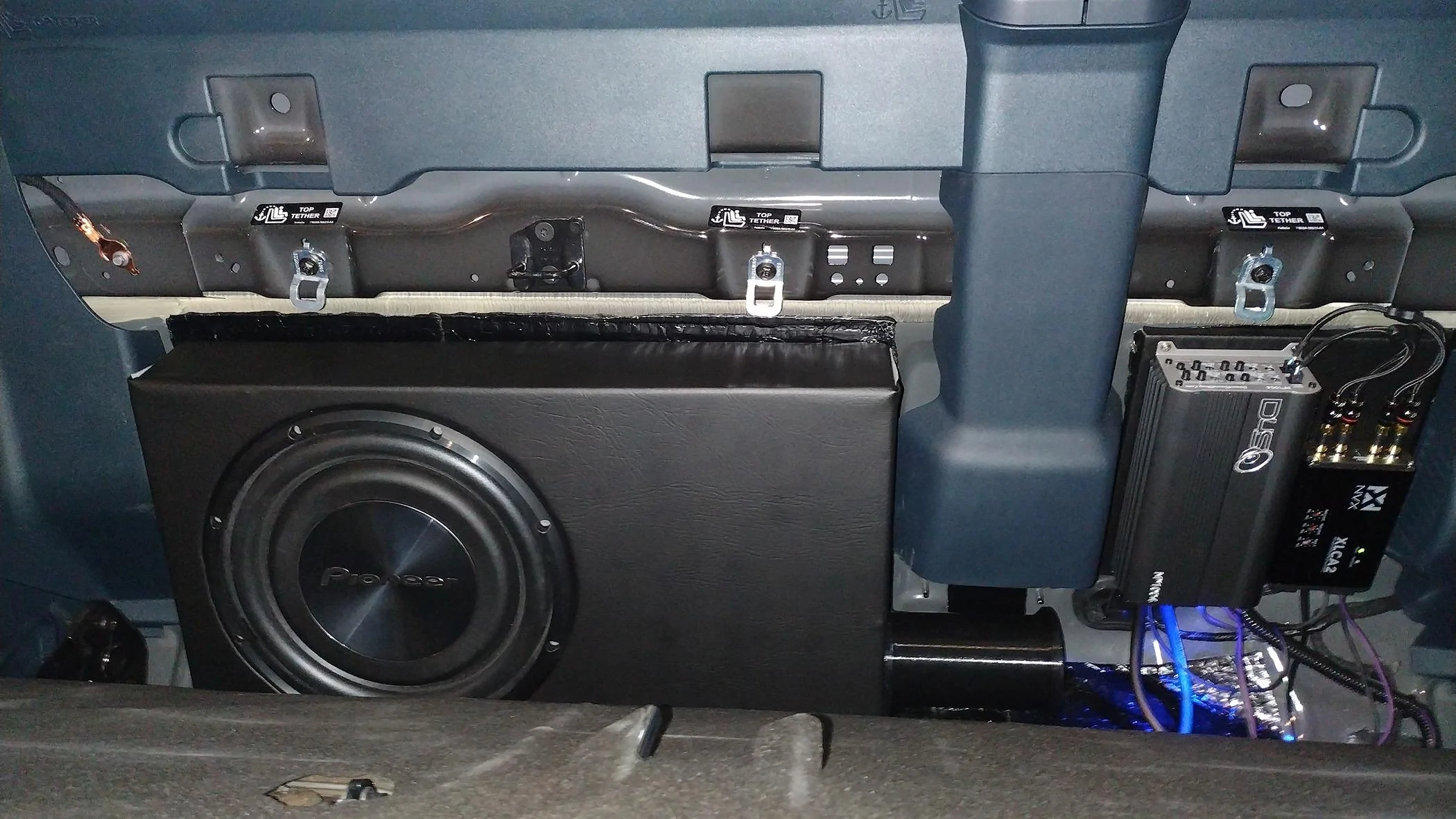 Ford Maverick Subwoofer box behind rear seat IMG_20240519_163148476