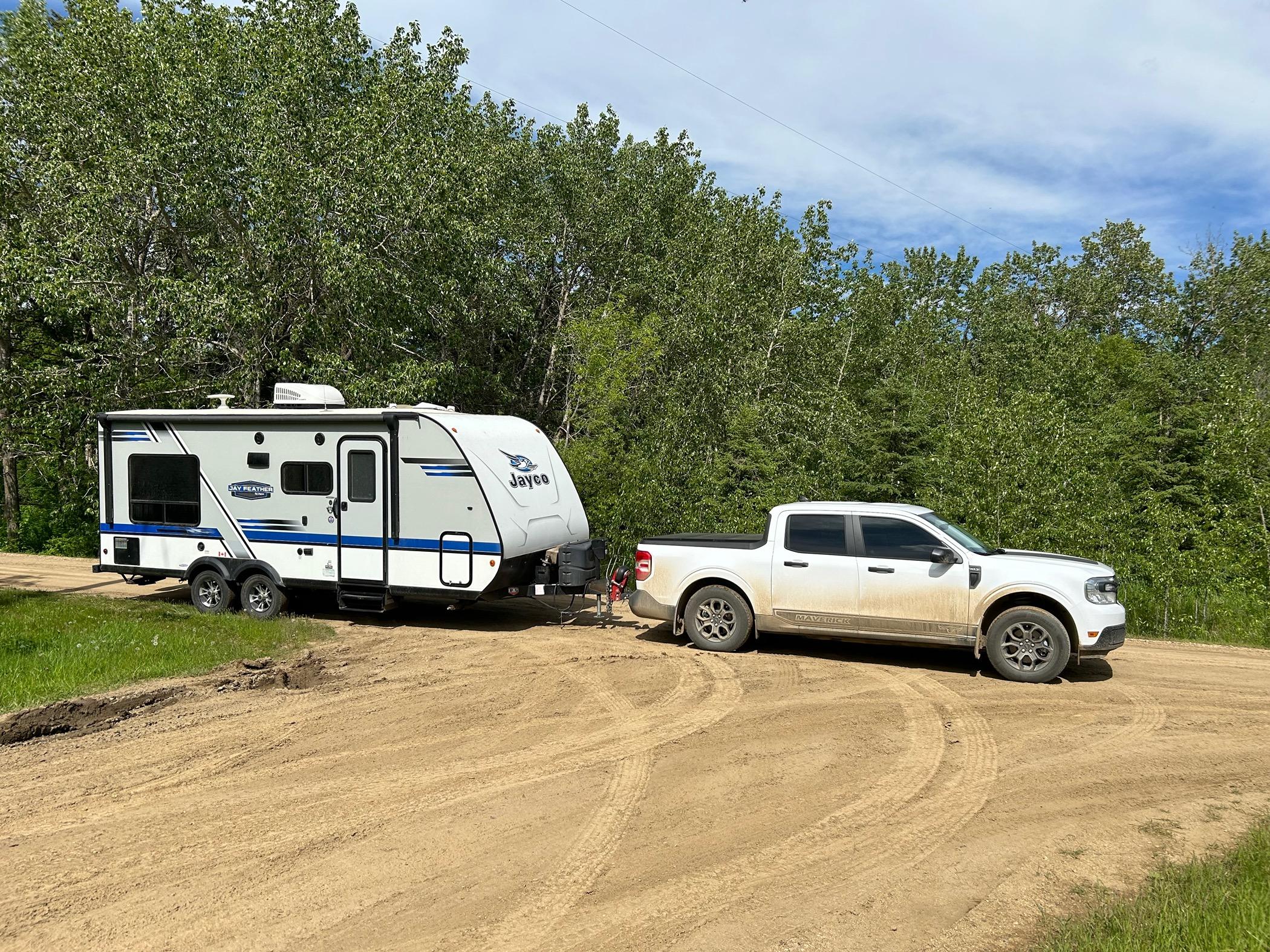 Ford Maverick Camping with Maverick Hybrid, which pulled travel trailer like a champ IMG_0601