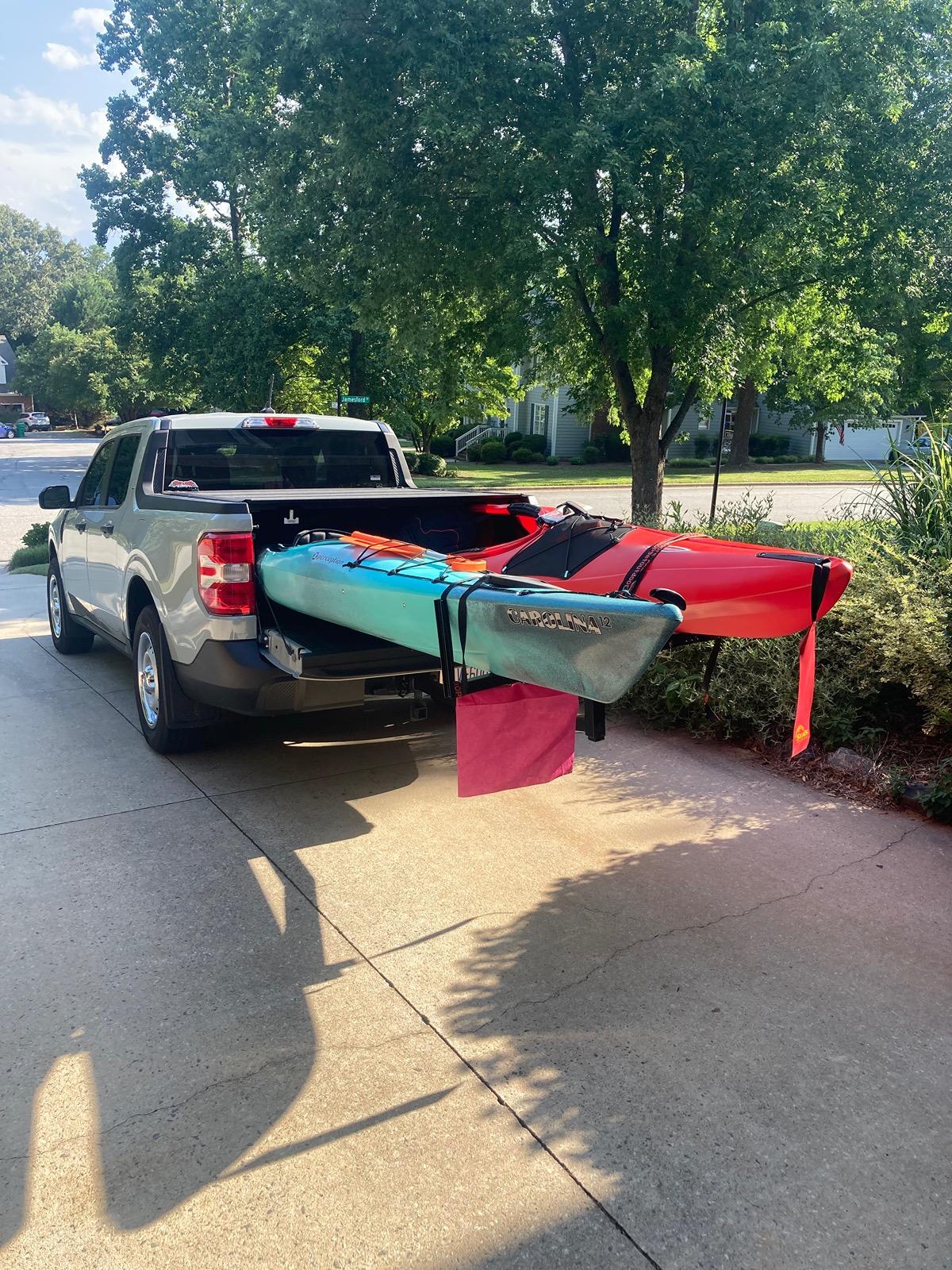 Ford Maverick Roof Rack vs Bed Rack, which is better for long Kayak? IMG_3593