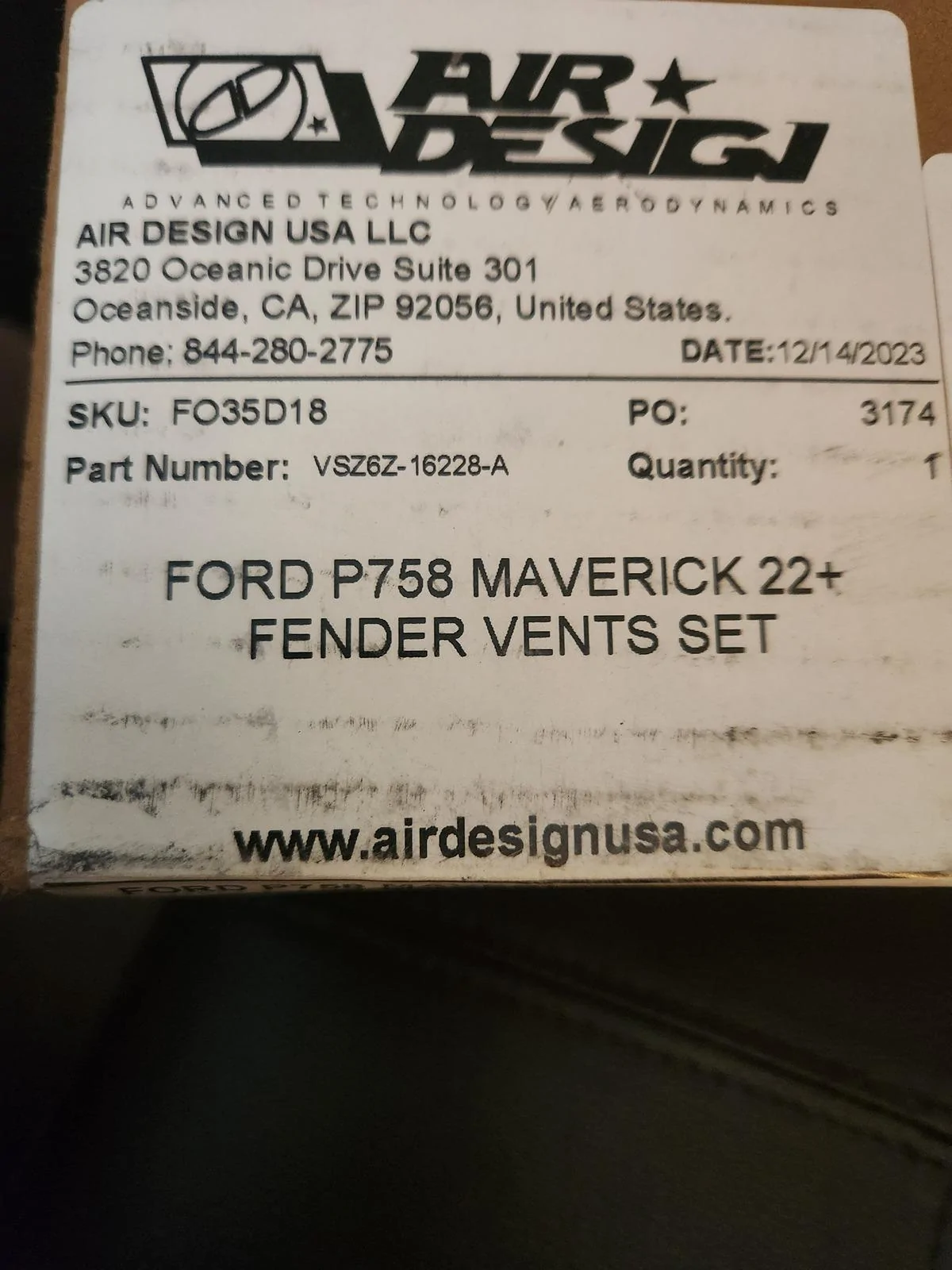 Ford Maverick Air Design Fender Vent Set (New in Box) 20240618_172445