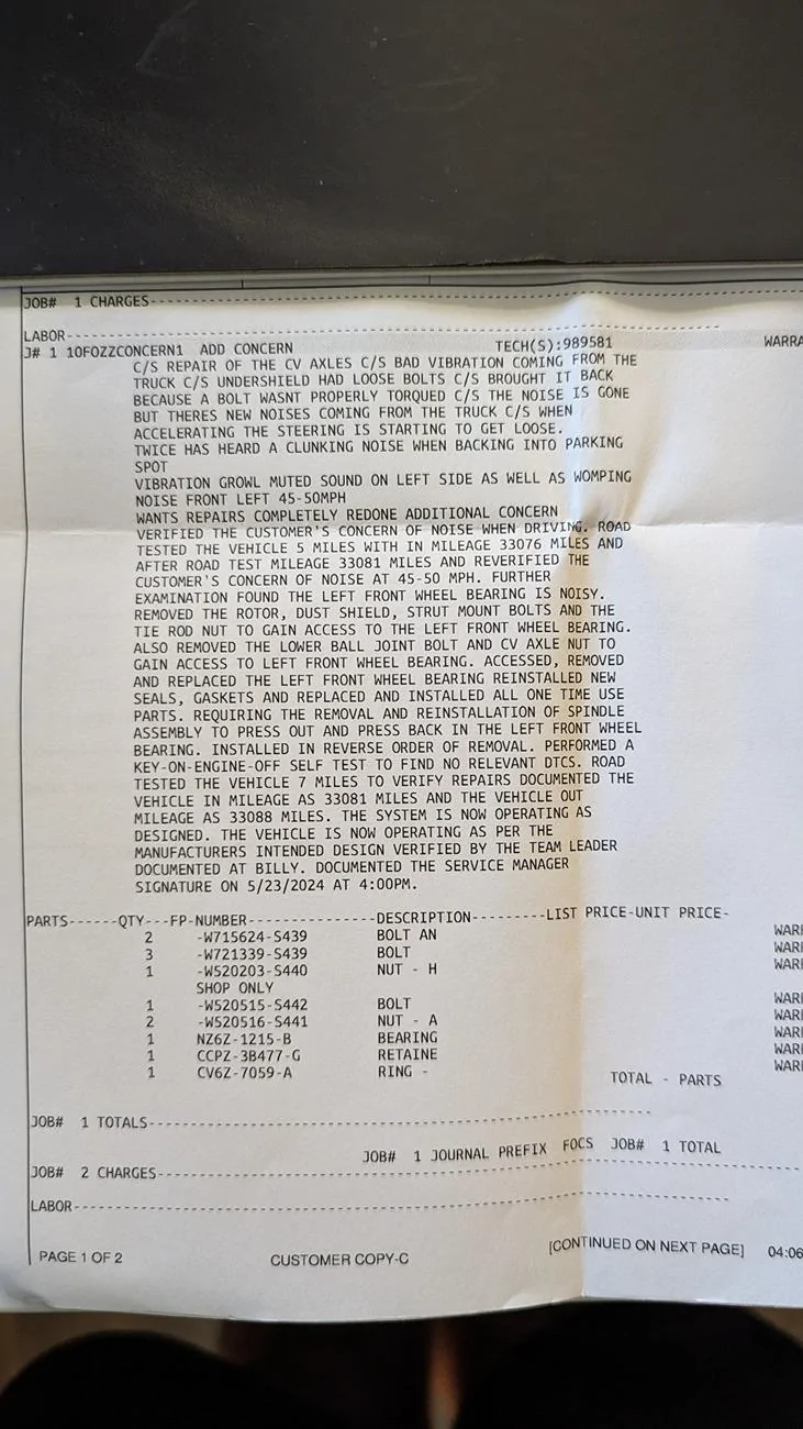 Ford Maverick Bad shop repair caused 5+ visits PXL_20240628_181749051