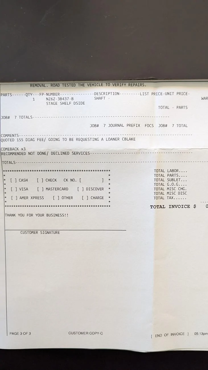 Ford Maverick Bad shop repair caused 5+ visits PXL_20240628_182023988
