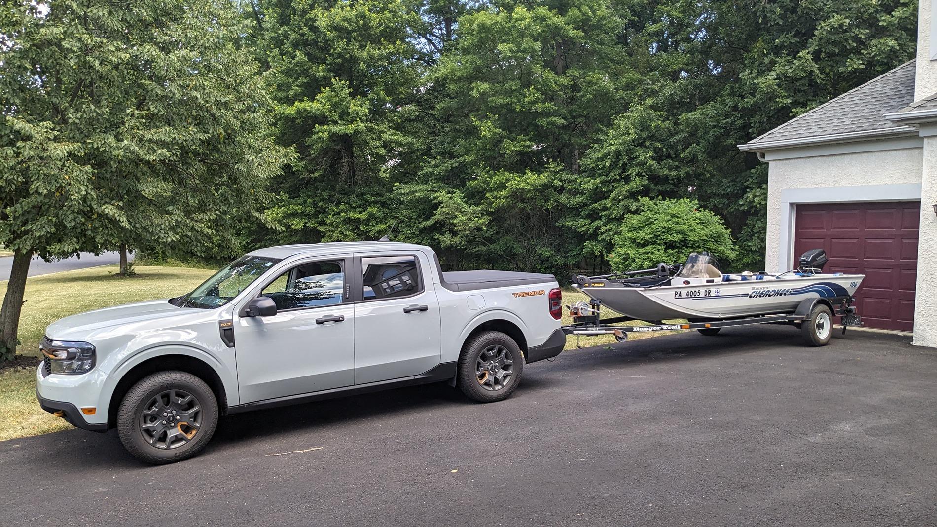 Ford Maverick Real World Towing Data: ~2000 Lbs (boat, trailer, etc.) towed by EcoBoost Maverick PXL_20240624_163617232