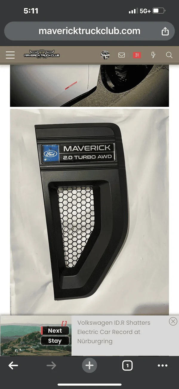 Ford Maverick Air Design / Ford accessories fender vent IMG_6167