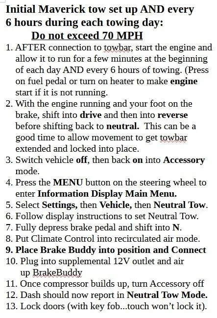 Ford Maverick 24 Maverick Hybrid Flat Towing 12 volt power towcard page 1 revised
