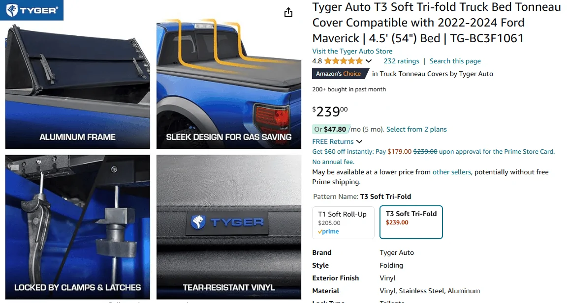 Ford Maverick Tonneau Cover -- recommend a brand, type and price? 1720678536915-eu