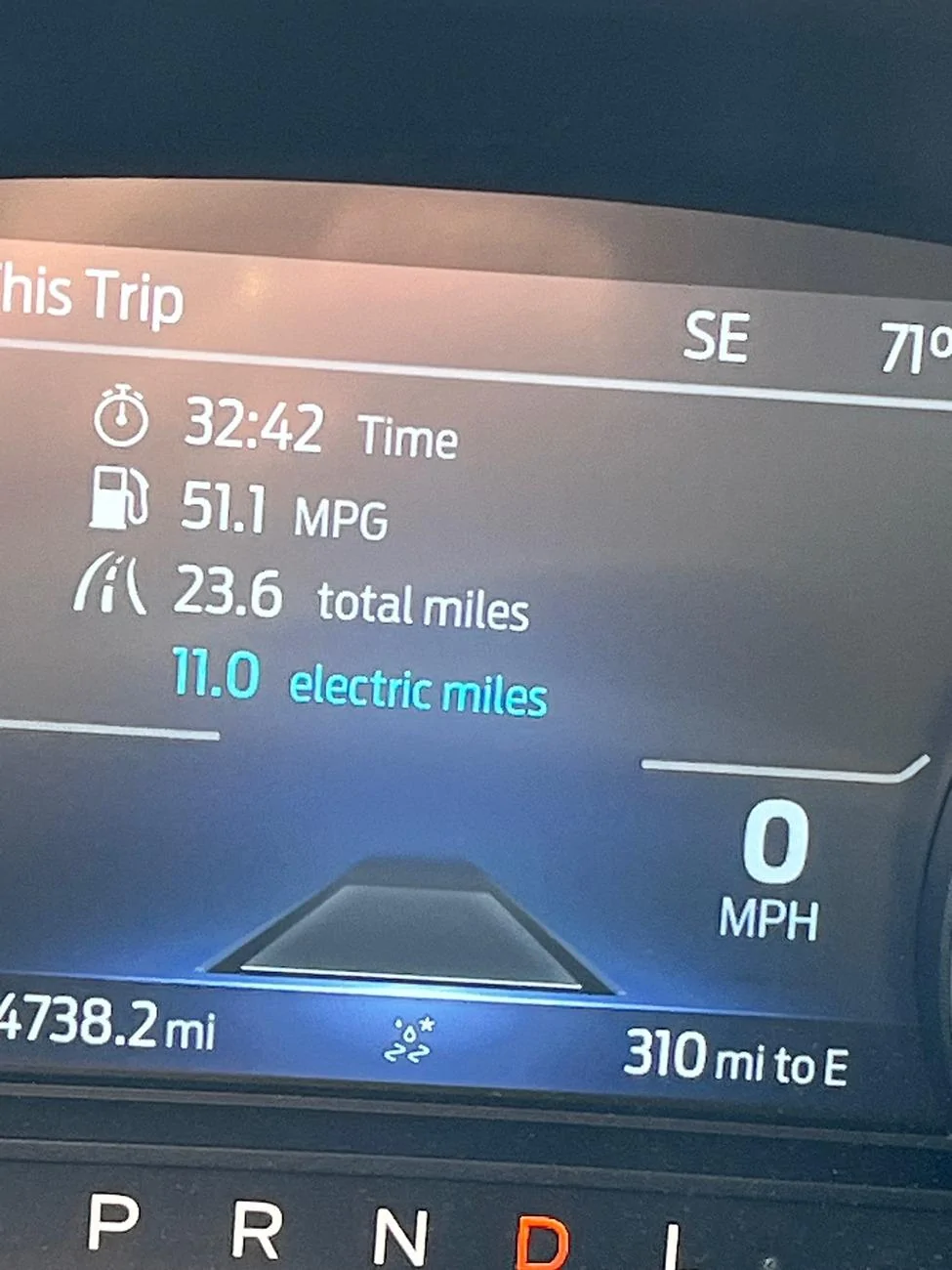 Ford Maverick Best single trip mileage so far. IMG_2408