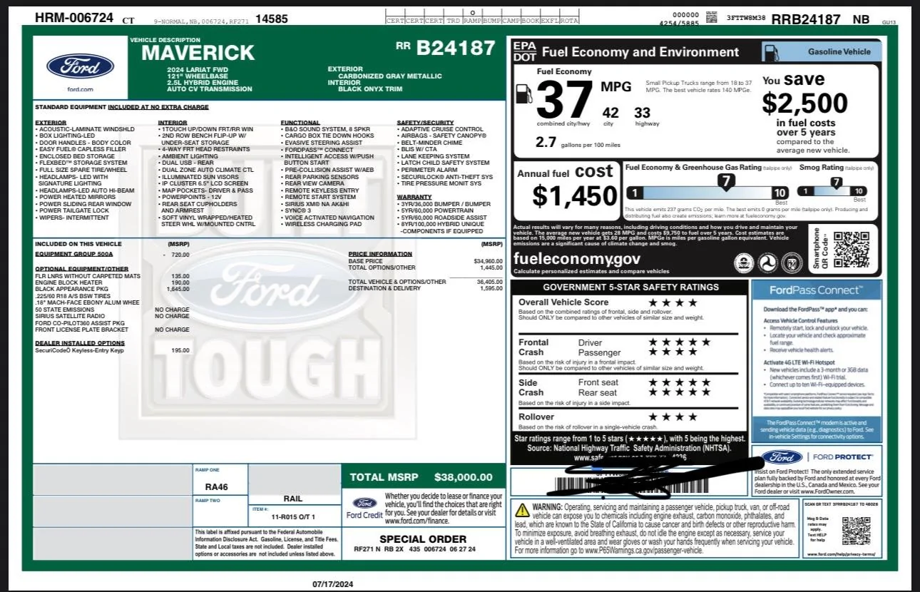 Ford Maverick Price question IMG_9664