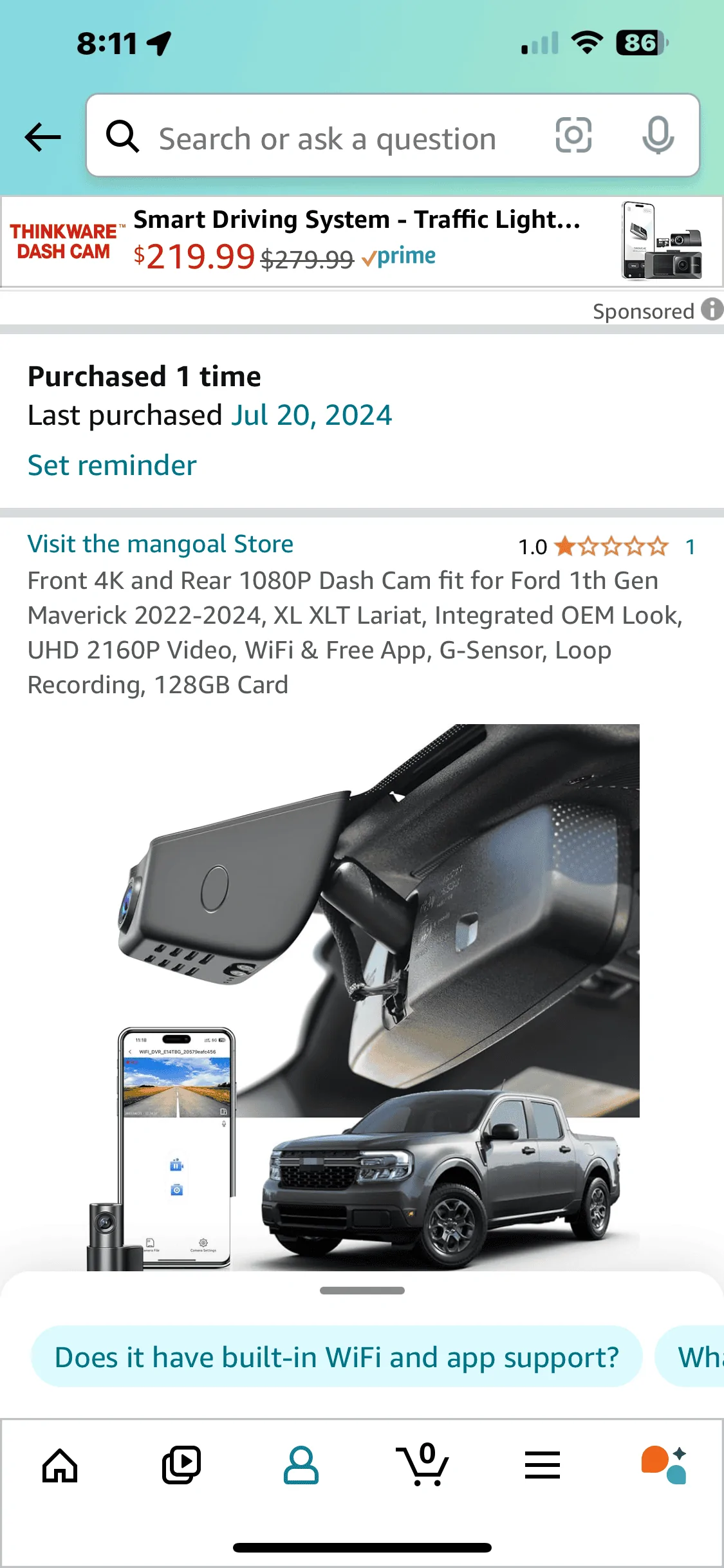 Ford Maverick Got new dash camera installed today.. look below IMG_5362