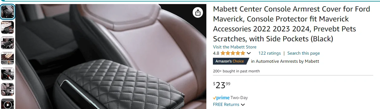 Ford Maverick 2024 Maverick thicker center arm rest suggestions that aren't cheap junk. 1722008893675-x0