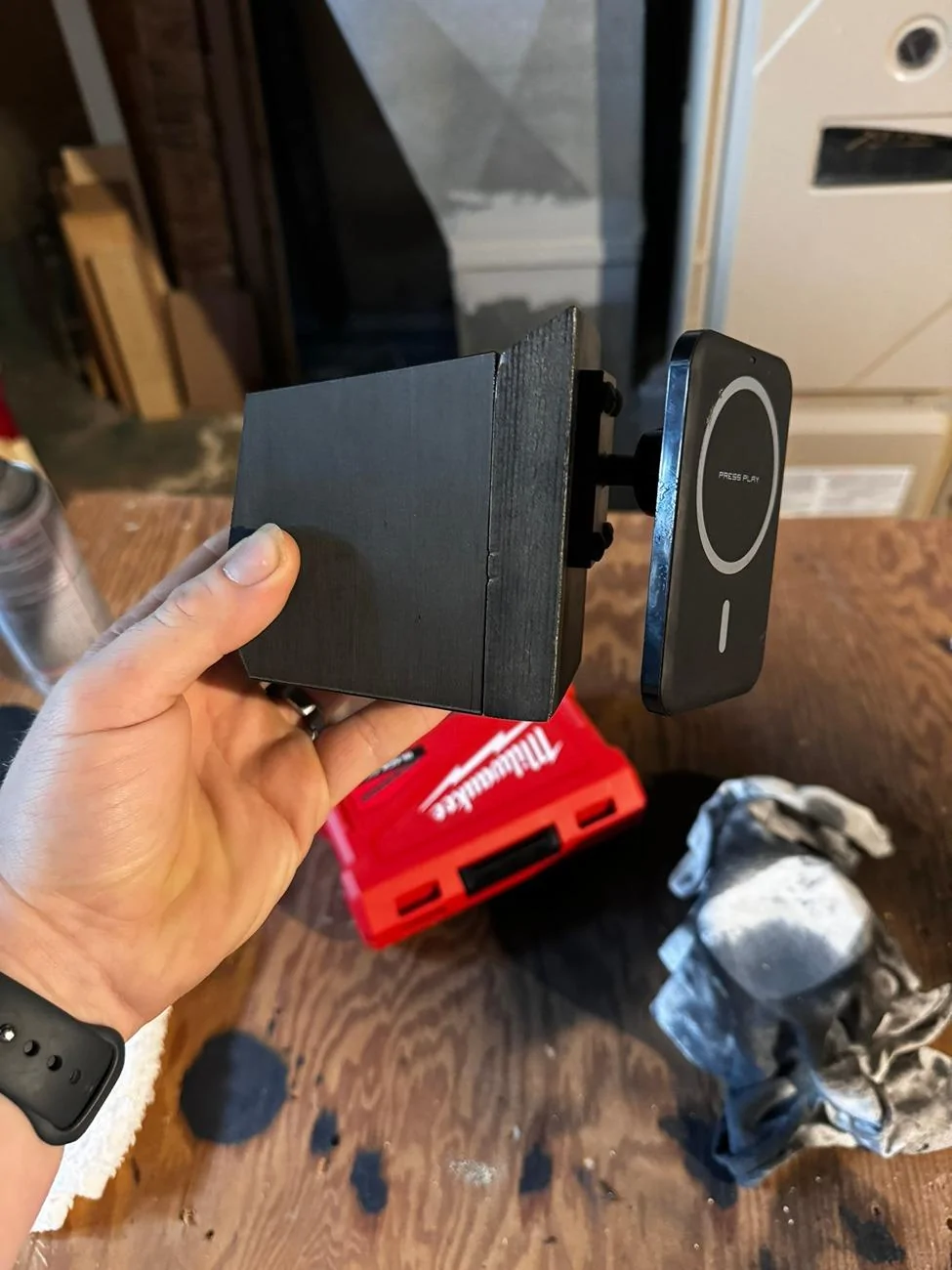Ford Maverick DIY Wood + 3D Printed Cubby Phone Mount IMG_9137