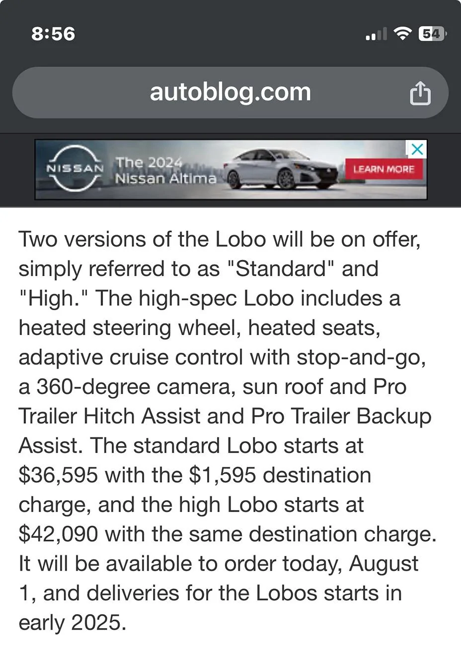 Ford Maverick Lobo base price IMG_0016