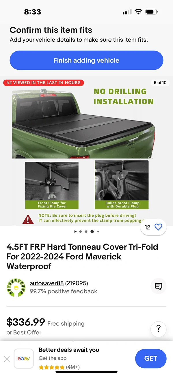 Ford Maverick New hard tri fold tonneau IMG_1854