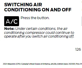 Ford Maverick AC compressor running, no AC lights on AC