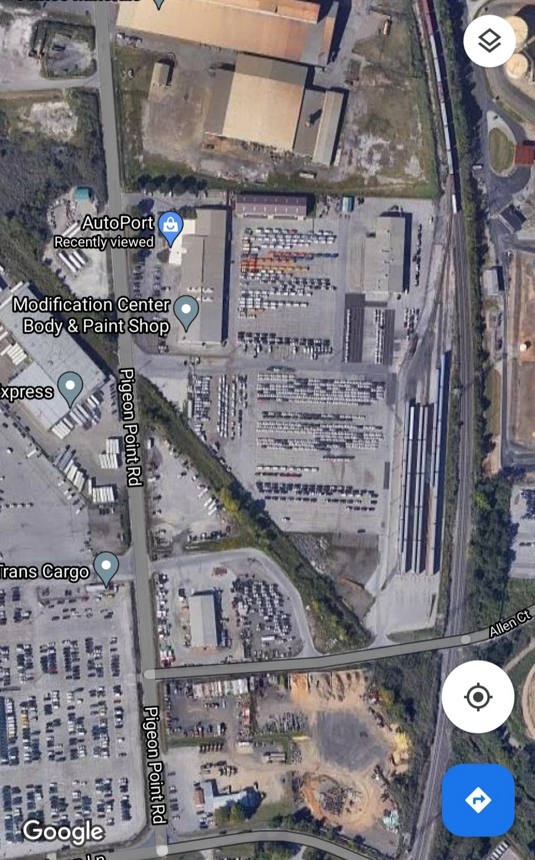Ford Maverick My 2.0 Lariat Luxury sitting in a rail yard. Screenshot_20211116-221915_Maps