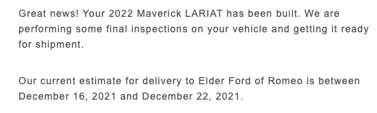 Ford Maverick Lariat EB Production Date Delayed for the 2nd Time 1637330693297