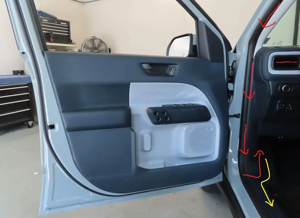 Ford Maverick Dashcams: What's on your Maverick windshield? door location - rough diagram