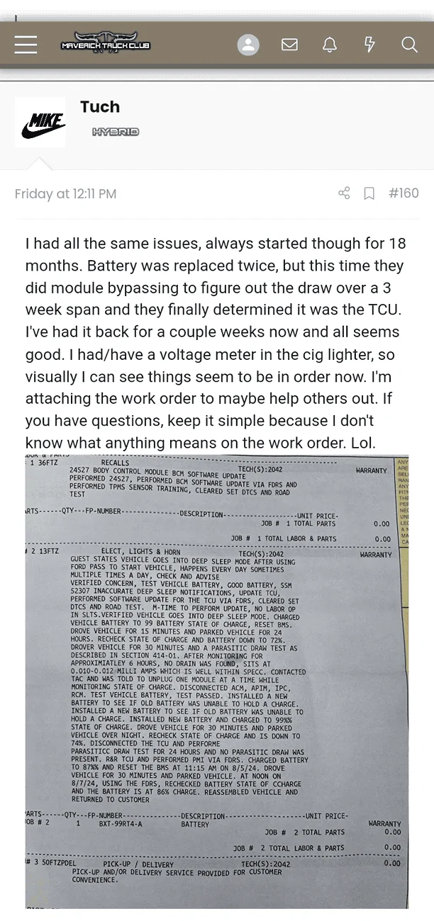 Ford Maverick Maverick Dead Battery Issue Still not Solved After 5 Visits to Dealer chrome_screenshot_Aug 18, 2024 2_02_22 PM CDT