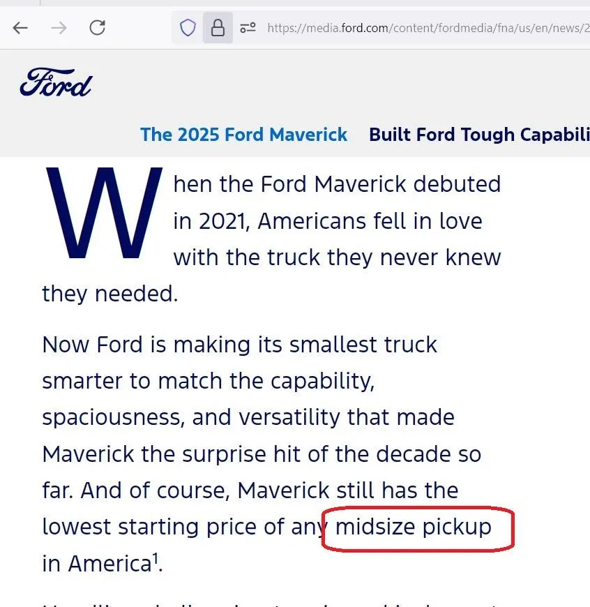 Ford Maverick Ford delays new EV pickup to 2027 Screenshot 2024-08-22 080505