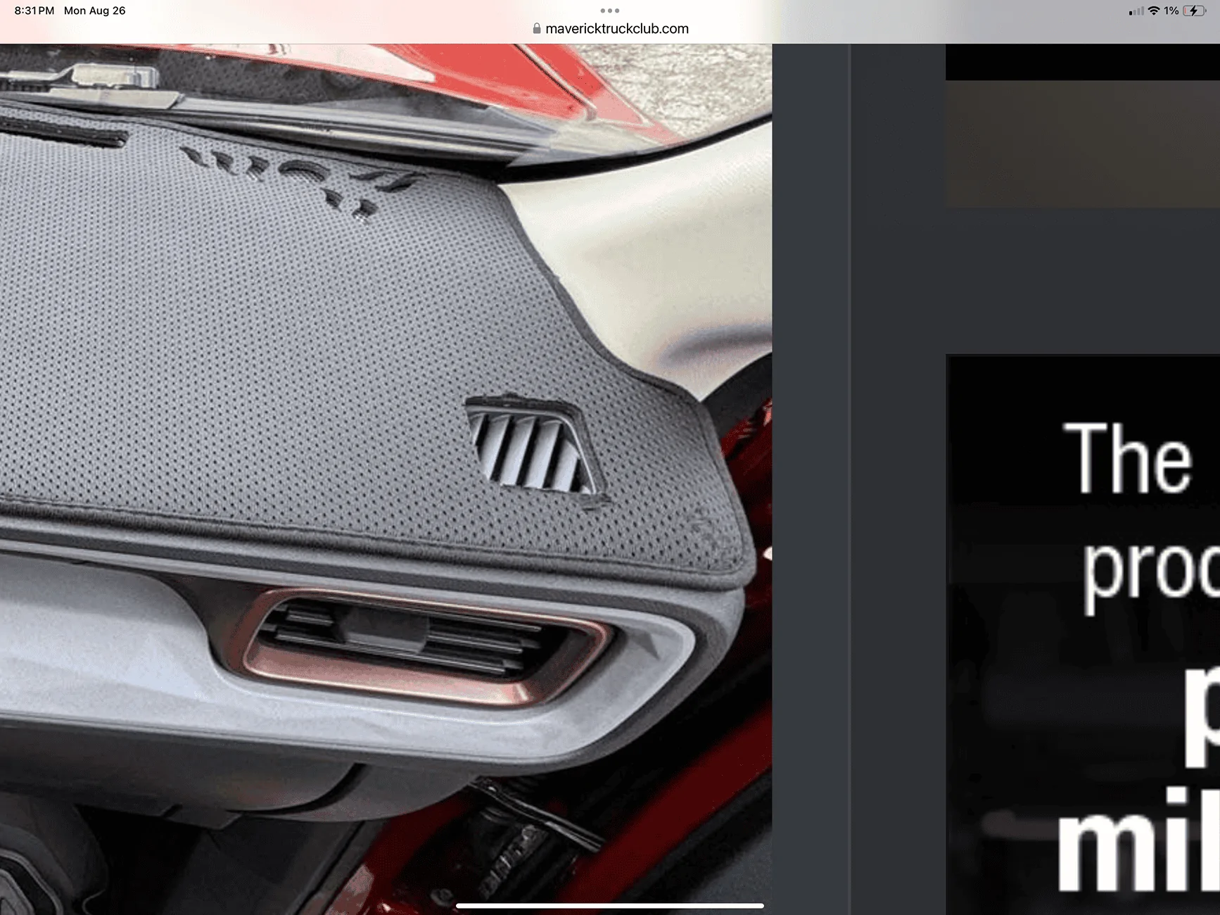Ford Maverick New dashboard cover IMG_2632
