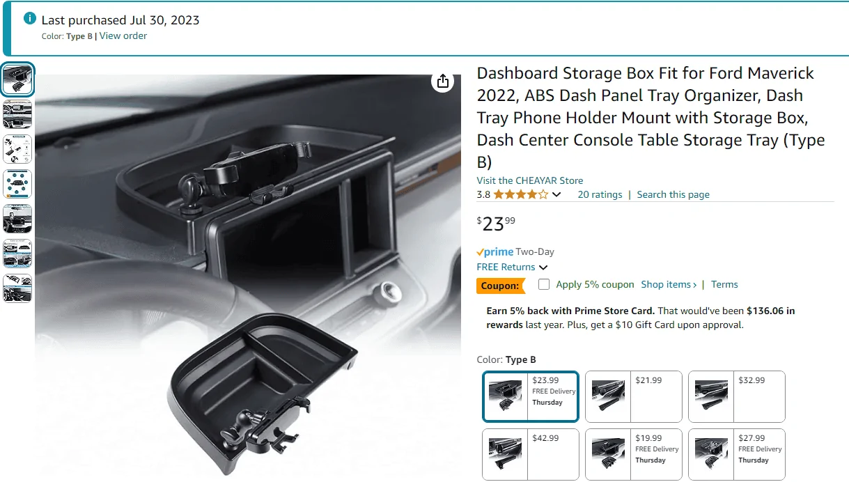 Ford Maverick Dash Tray Add-on – Simple & Inexpensive 1725386378358-71