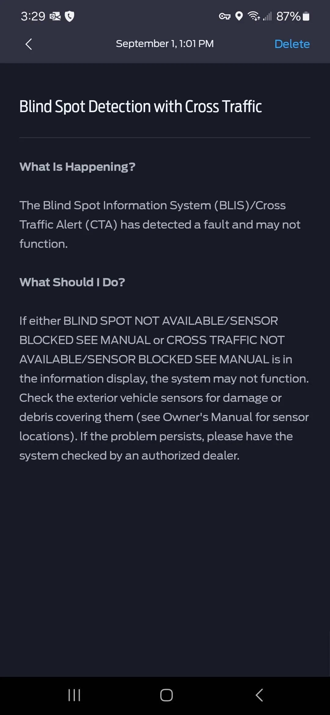 Ford Maverick Ford App problem - BLIS error with trailer attached 1000012306