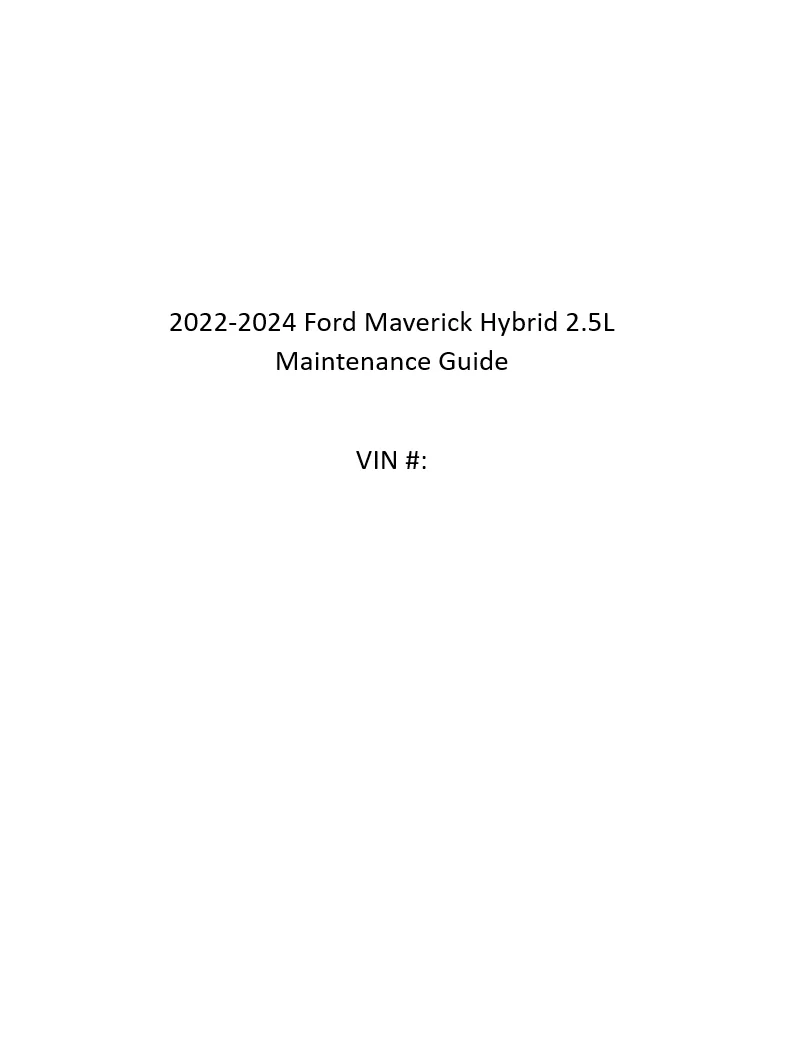 Ford Maverick Maintenance Logbook for Mav hybrid pg1