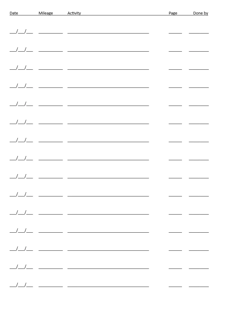 Ford Maverick Maintenance Logbook for Mav hybrid pg3