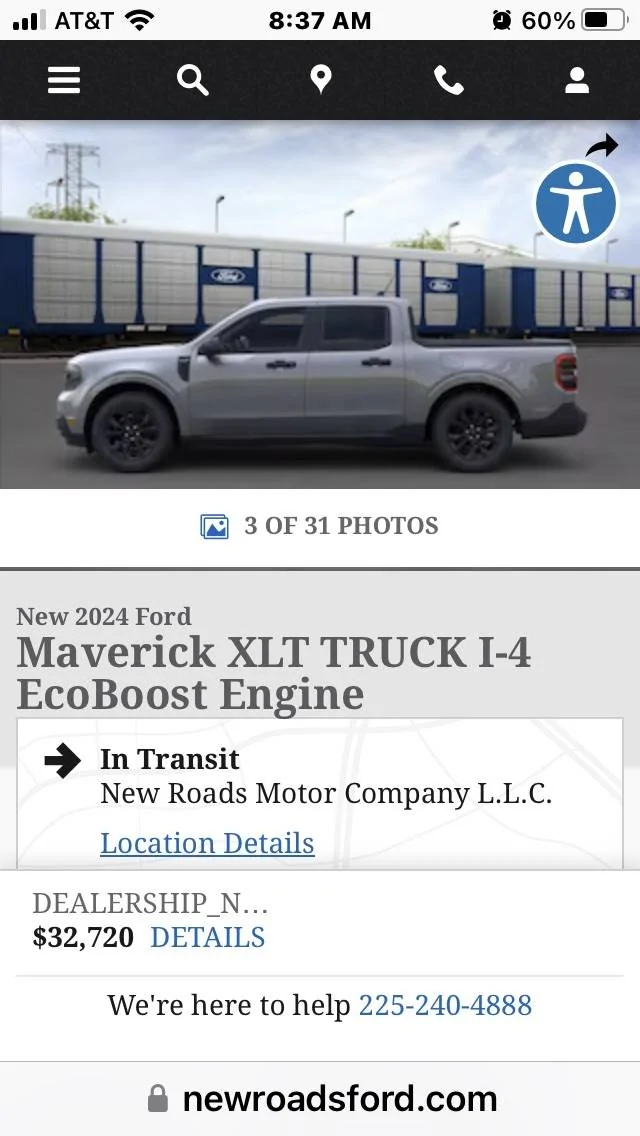 Ford Maverick New Maverick owner New 2024 Ford Maverick For Sale at New Roads Motor Company L.L.C.  VIN 3FTTW8H93RRB39906