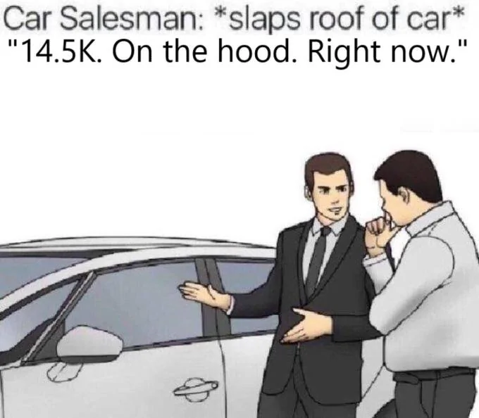 Ford Maverick Farewell to the Maverick motor-vehicle-car-salesman-slaps-roof-of-car-car-harder-daddy