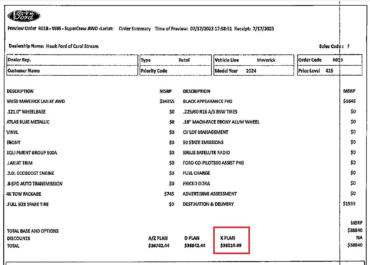 Ford Maverick When does the dealer get the invoice? Screenshot 2024-09-18 145029